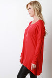 Shark Bite Hem Solid Dolman Top