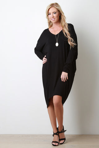 Cut Out Elbow V-Neck Dress