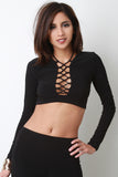 Long Sleeves Lace Up Crop Top