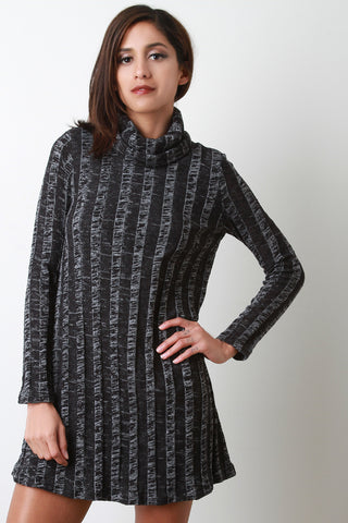 Wide Ribbed Turtleneck Shift Dress