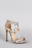 Liliana Python Cutout Open Toe Stiletto Heel