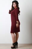 Crisscross V-Neck Quarter Sleeves Midi Dress