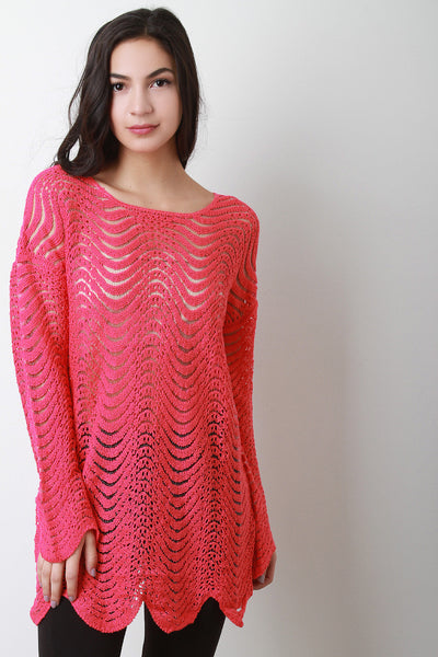 Loose Scallop Knit Sweater