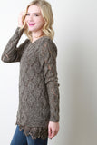 Diamond Knit Lace Trim Sweater