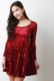 Velvet Long Sleeve Skater Dress