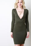 Large Keyhole Back Surplice Bodycon Dress