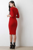 Super Soft Lace Up Quarter Sleeve Bodycon Dress