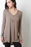 Vertical Ribbed V-Neck Top