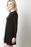 Long Sleeve Solid Shift Dress