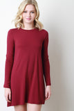 Long Sleeve Solid Shift Dress