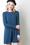 Long Sleeve Solid Shift Dress