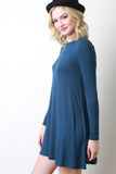 Long Sleeve Solid Shift Dress