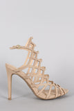 Wild Diva Lounge Caged Peep Toe Stiletto Heel