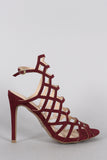 Wild Diva Lounge Caged Peep Toe Stiletto Heel