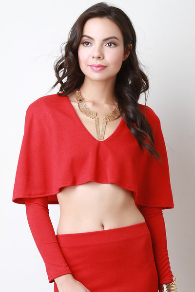 Crepe Cape Crop Top