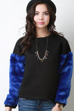 Faux Fur Sleeves Neoprene Sweatshirt