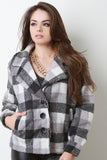 Plaid Fleece Button Up Jacket