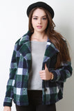 Plaid Fleece Button Up Jacket