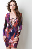 Multi Color Lace Up Bodycon Dress