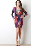 Multi Color Lace Up Bodycon Dress