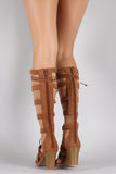 Qupid Suede Buckled Lace Up Gladiator Heel