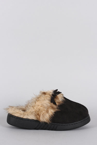 Suede Faux Fur Slip On Clog