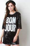 Bon Jour Sequin Boxy Shift Dress