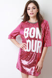 Bon Jour Sequin Boxy Shift Dress