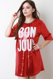 Bon Jour Sequin Boxy Shift Dress