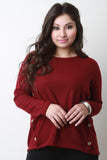 Slanted Buttons Knit Top