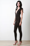 Front Seam V-Neck Sleeveless Jumpsuit