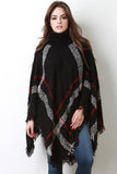 Plaid Turtleneck Poncho