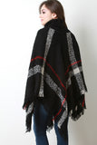 Plaid Turtleneck Poncho