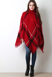 Plaid Turtleneck Poncho