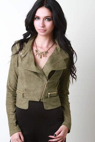 Zipper Moto Suede Jacket