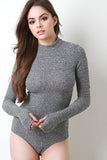 Marled Knit Mock Neck Bodysuit