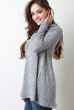 Marled Soft Knit Cowl Neck Long Sleeves Hooded Top