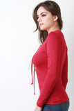 Stretch Knit Corset Lace Long Sleeve Top