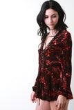 Velvet Floral Corset Lace Romper