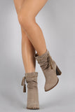 Suede Tassel Chunky Heeled Ankle Boots