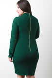 Mock Neck Long Sleeve Bodycon Dress