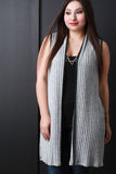 Marled Ribbed Knit Open Front Sleeveless Vest