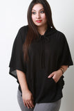 kangaroo pocket Round Hem Hooded Poncho