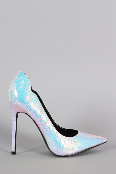 Shoe Republic LA Hologram Snake Pointy Toe Stiletto Pump