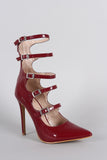 Shoe Republic LA Strappy Buckled Pointy Toe Stiletto Pump