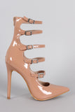 Shoe Republic LA Strappy Buckled Pointy Toe Stiletto Pump