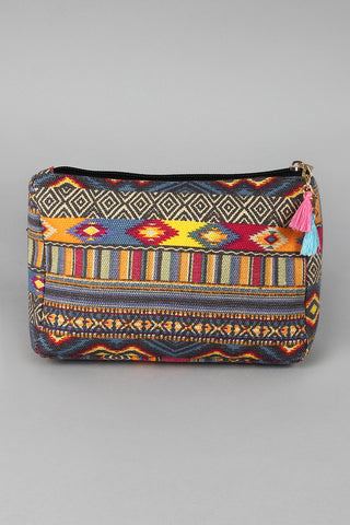Muted Pattern Canvas Zipper Pouch