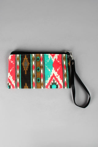 Neon Tribal Canvas Wristlet