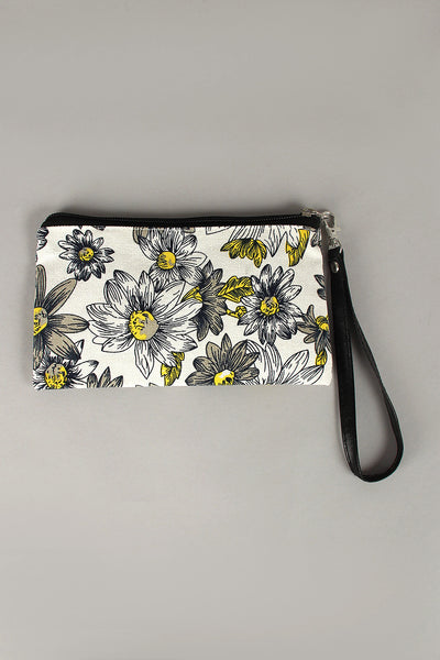 Daisy Sketch Canvas Wristlet