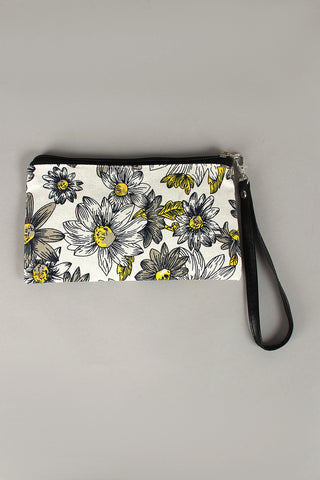Daisy Sketch Canvas Wristlet